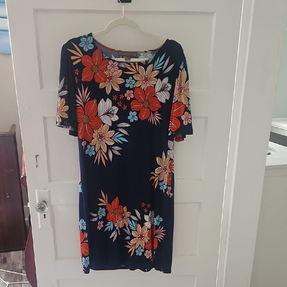 Navy Floral Midi Dress